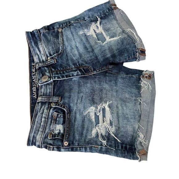 American Eagle outfitters Women’s Jean Shorts SZ 2 High Waisted Distressed Look - Picture 4 of 6